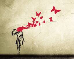 Banksy Wall Decal Butterfly Suicide Girl Street Art Wall Sticker, Urban Graffiti, Banksy Stencil, Interior Decor - thumbnail 1