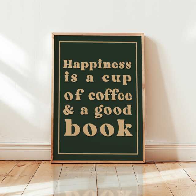 A Cup Of Coffee & Good Book Print, Reader Wall Art Home Decor, Quote Poster, Nook Prints, Gifts/Unframed - image 1