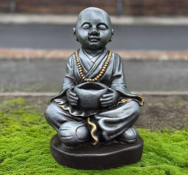 Outdoor Buddha With Pot Statue Concrete Figurine Japanese Ornament Cement Sculpture Lawn Front Door Art Lover Gift - image 1