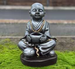 Outdoor Buddha With Pot Statue Concrete Figurine Japanese Ornament Cement Sculpture Lawn Front Door Art Lover Gift - thumbnail 1