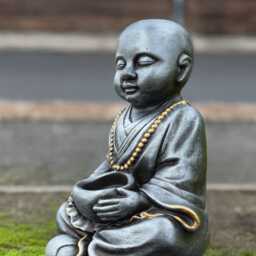 Outdoor Buddha With Pot Statue Concrete Figurine Japanese Ornament Cement Sculpture Lawn Front Door Art Lover Gift - thumbnail 4