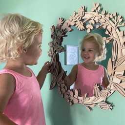Floral Wall Mirror Decor 20 Inches/50 cm Round Accent Layered Frame - thumbnail 2