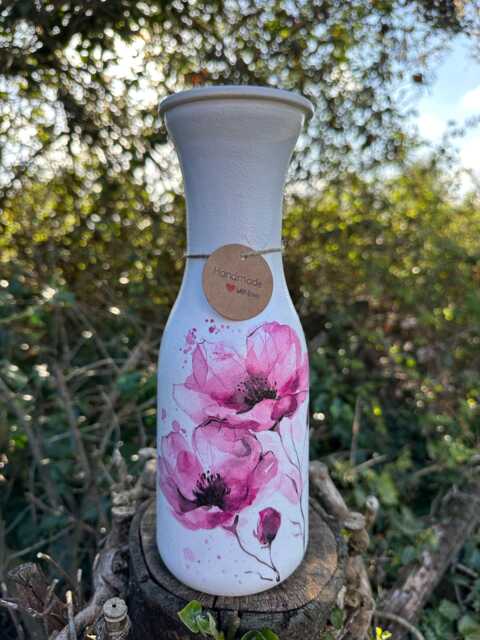 Poppy Vase, Pink Poppy, Poppy Gift, Decor, Flower Vase - image 1