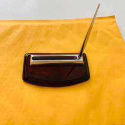 Mahogany Wood Business Card Pen Holder Engravable Stainless Steel Desk Organizer - thumbnail 3
