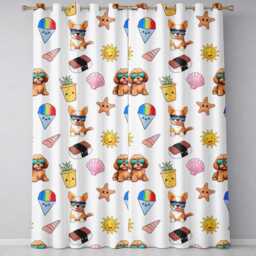 Cute Summer Dog Sunglasses Ice Cream Starfish Seamless Pattern Readymade Eyelet Ring Top Thermal 100% Blackout Curtains - thumbnail 2