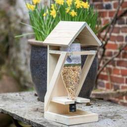 Handmade Wooden Bird Feeder Table Hanging Garden Decor - thumbnail 2