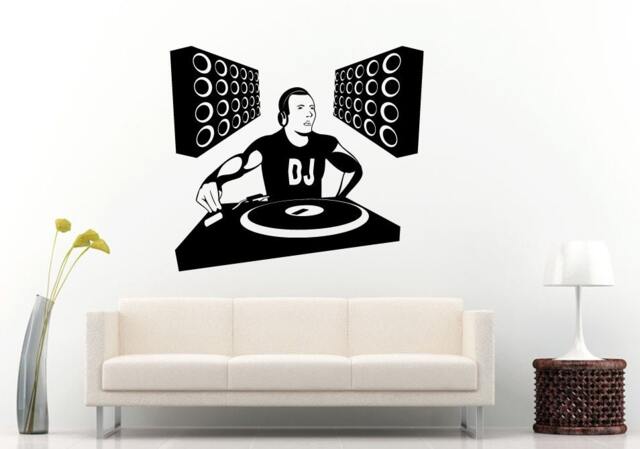 Night Club Music Festival Dj Booth Stage Turn Tables Dace Party Big Loud Speakers Wall Decal Vinyl Sticker Mural Room Decor L1195 - image 1