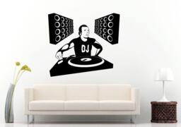 Night Club Music Festival Dj Booth Stage Turn Tables Dace Party Big Loud Speakers Wall Decal Vinyl Sticker Mural Room Decor L1195 - thumbnail 1