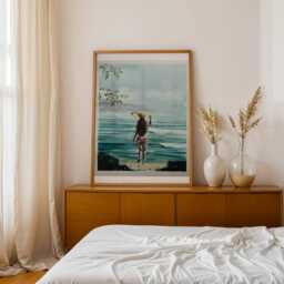 Surfer Girl Art Print - Vintage Tropical Beach Illustration - thumbnail 2