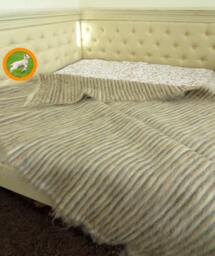 Bed Throw Blanket, Wool Throw, Striped Woven Shaggy Rug, Coverlet, Bedspread, Ukrainian Carpet