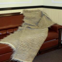 Bed Throw Blanket, Wool Throw, Striped Woven Shaggy Rug, Coverlet, Bedspread, Ukrainian Carpet - thumbnail 2