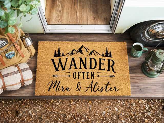 Custom Camping Doormat - Home Is Where You Park It Couples - image 1