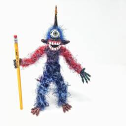 Great Mohawk Cyclops - Bendable Copper Wire Creature Fun, Unique, Fully Poseable Hand-Made Out Of Recycled & Repurposed Materials - thumbnail 3
