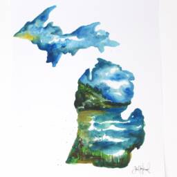 Lake Michigan Art Print - 11x14In, Watercolor Artwork, Home Decor, Art, Coastal Wall - thumbnail 2