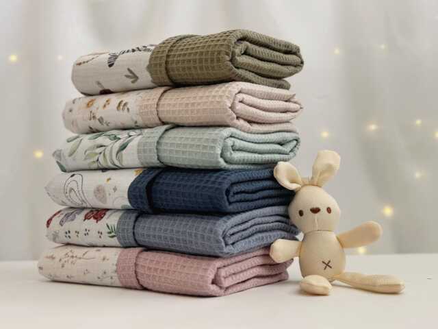 Soft 100% Cotton Baby Blankets, Handmade in Europe, Premium Waffle Cotton, Lightweight Newborn Blanket, Embroidered Name Christmas Gift - image 1