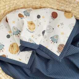 Soft 100% Cotton Baby Blankets, Handmade in Europe, Premium Waffle Cotton, Lightweight Newborn Blanket, Embroidered Name Christmas Gift - thumbnail 3