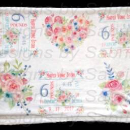 Personalized Baby Girl Blanket-Birth Announcement-Nursery Decor-Baby Blanket-Keepsake-Personalized Blanket-New Baby-Birth Stats-Floral - thumbnail 2