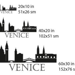 Venice Wall Decal, Venezia Italy Panorama Skyline Sticker, Silhouette Vinyl Decal Office Mural, Art - thumbnail 3
