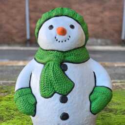 stone Snowman Figurine Concrete Winter Decoration Handmade Christmas Sculpture Cement Frosty Outdoor Ornament Lawn Gift - thumbnail 3