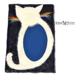 White Cat Mirror With Whiskers On Black Background, Decorative Wall Mirrors, Perfect Gift For Cat Lovers, Minimalist White Cats - thumbnail 2