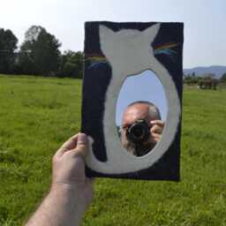White Cat Mirror With Whiskers On Black Background, Decorative Wall Mirrors, Perfect Gift For Cat Lovers, Minimalist White Cats