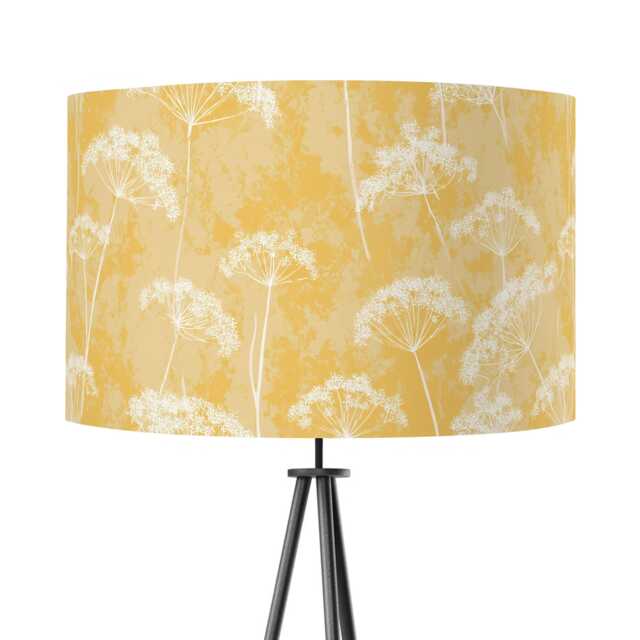 Pale Yellow Cow Parsley Delicate Print Velvet Lampshade 25cm 30cm 35cm 40cm 45cm - Drum Lamp Shade Handmade Home Decor Ceiling Floral - image 1