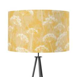 Pale Yellow Cow Parsley Delicate Print Velvet Lampshade 25cm 30cm 35cm 40cm 45cm - Drum Lamp Shade Handmade Home Decor Ceiling Floral - thumbnail 1