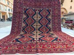 Handmade Afghan Yousafi Wool Rug Tribal Geometric Carpet - 6.8x5 Ft - thumbnail 1