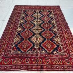 Handmade Afghan Yousafi Wool Rug Tribal Geometric Carpet - 6.8x5 Ft - thumbnail 2