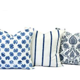 One Striped Pillow Cover, Cushion, Decorative Throw Pillow, Dark Blue Blue Accent Checkered Case - thumbnail 2