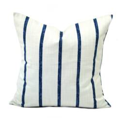 One Striped Pillow Cover, Cushion, Decorative Throw Pillow, Dark Blue Blue Accent Checkered Case - thumbnail 1