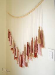 Blush Terracotta Tassel Wall Hanging Boho Wood Bead Garland