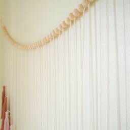 Blush Terracotta Tassel Wall Hanging Boho Wood Bead Garland - thumbnail 3