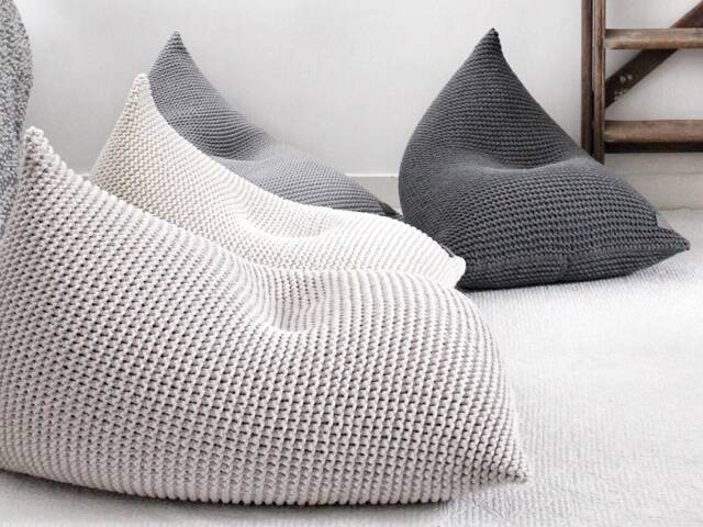 Knitted Cotton Bean Bag Chair Scandinavian Lounger Pouffe - image 1