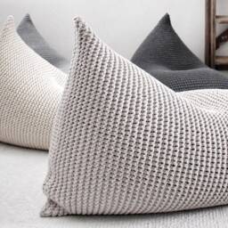 Knitted Cotton Bean Bag Chair Scandinavian Lounger Pouffe - thumbnail 2