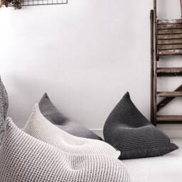 Knitted Cotton Bean Bag Chair Scandinavian Lounger Pouffe - thumbnail 3