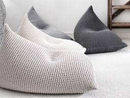 Knitted Cotton Bean Bag Chair Scandinavian Lounger Pouffe - thumbnail 1