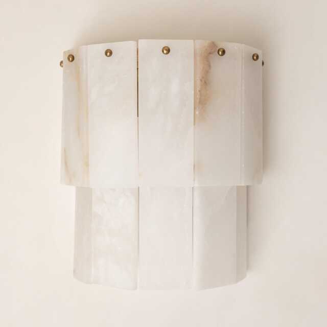Alabaster Wall Light - Solid Brass Sconce - image 1