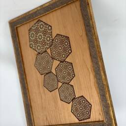 Engraved Islamic Geometric Wall Art, Modern Arabesque Maple Frame - thumbnail 3
