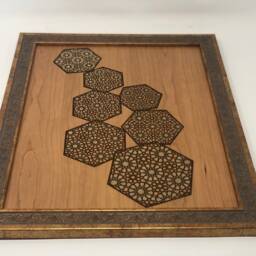 Engraved Islamic Geometric Wall Art, Modern Arabesque Maple Frame - thumbnail 4