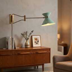 Mid Century Style Brass Wall Lamp Handmade Single Light Articulated Sconce - thumbnail 2