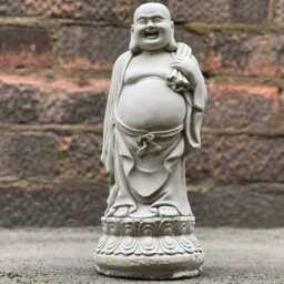 Smiling Buddha Figurine Concrete Happy Statue Outdoor Chinese Sculpture Cement Japanese Decor Zen Garden & Home Ornament - thumbnail 3