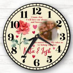 Yellow Rose Flower Photo Valentine's Day Gift Anniversary Personalised Clock - thumbnail 1
