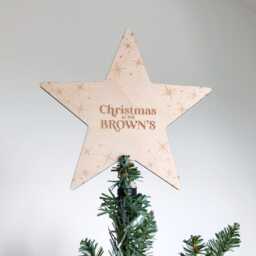 Snowflake Christmas Tree Topper Star, Engraved Topper, Scandi Christmas, Reusable Keepsake Ornament - thumbnail 2