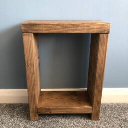 Slim Scandinavian Pine Side Table - Rustic Narrow Nightstand - thumbnail 4