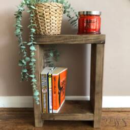 Slim Scandinavian Pine Side Table - Rustic Narrow Nightstand - thumbnail 2