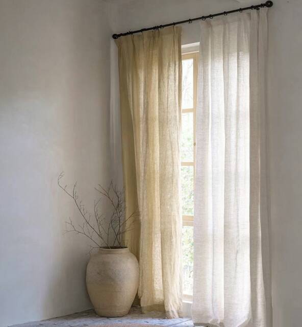 40 Colors , Khaki A Pair Of 100% Linen Curtains Living Room Curtains, Bedroom Custom Made Wide Panels - image 1