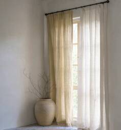 40 Colors , Khaki A Pair Of 100% Linen Curtains Living Room Curtains, Bedroom Custom Made Wide Panels - thumbnail 1