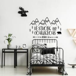 Be Strong & Courageous Nursery Wall Decal Explorer Theme, Mountains, Bear, Forest Lw11 - thumbnail 3