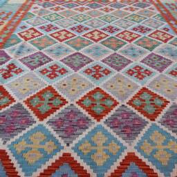 7x10 Afghan Kilim Rug, Large Handmade Veg Dyes Wool Flatweave Rug, Oriental Bedroom Orange Red Beige Green Blue, Rug - thumbnail 3
